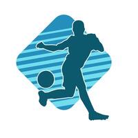 Silhouette of a female soccer player kicking a ball. Silhouette of a football player woman in action pose. vector