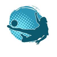 Silhouette of a female soccer player kicking a ball. Silhouette of a football player woman in action pose. vector