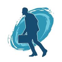 Silhouette of a business man carrying a briefcase vector