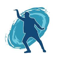 Silhouette of a male dancer in action pose. Silhouette of a slim man in dancing pose. vector