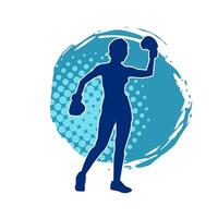 Silhouette of woman boxing athlete in action pose. Silhouette of a female wearing boxing gloves for boxing sport. vector