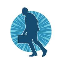 Silhouette of a business man carrying a briefcase vector