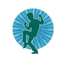 Silhouette of a male dancer in action pose. Silhouette of a slim man in dancing pose. vector