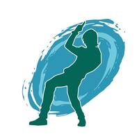 Silhouette of a male dancer in action pose. Silhouette of a slim man in dancing pose. vector