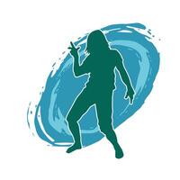 Silhouette of a male dancer in action pose. Silhouette of a slim man in dancing pose. vector