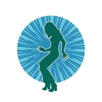 Silhouette of a female dancer in action pose. Silhouette of a slim woman in dancing pose. vector