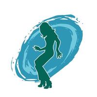 Silhouette of a female dancer in action pose. Silhouette of a slim woman in dancing pose. vector