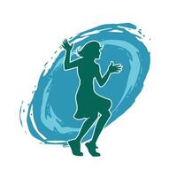 Silhouette of a female dancer in action pose. Silhouette of a slim woman in dancing pose. vector