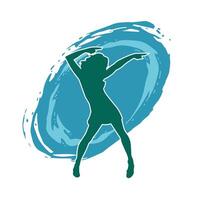 Silhouette of a female dancer in action pose. Silhouette of a slim woman in dancing pose. vector