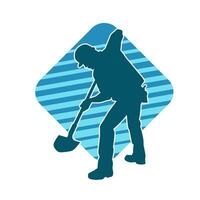 Silhouette of a worker carrying shovel tool. Silhouette of a worker in action pose using shovel tool. vector