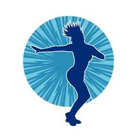 Silhouette of a female dancer in action pose. Silhouette of a slim woman in dancing pose. vector