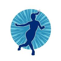 Silhouette of a female dancer in action pose. Silhouette of a slim woman in dancing pose. vector