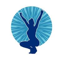 Silhouette of a female dancer in action pose. Silhouette of a slim woman in dancing pose. vector