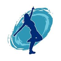 Silhouette of a female dancer in action pose. Silhouette of a slim woman in dancing pose. vector