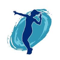 Silhouette of a female dancer in action pose. Silhouette of a slim woman in dancing pose. vector