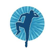 Silhouette of a male dancer in action pose. Silhouette of a slim man in dancing pose. vector