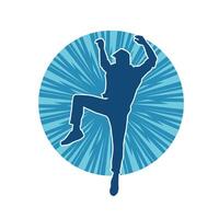 Silhouette of a male dancer in action pose. Silhouette of a slim man in dancing pose. vector