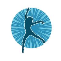 Silhouette of a female ballet dancer in action pose. Silhouette of a ballerina girl dancing pose. vector