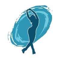 Silhouette of a female dancer in action pose. Silhouette of a slim woman in dancing pose. vector