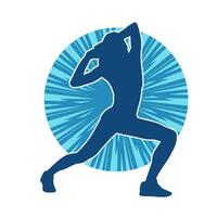 Silhouette of slim female doing exercise. Silhouette of a sporty woman doing gym workout pose. vector