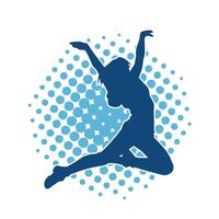 Silhouette of a happy slim woman jumping cheerfully. vector