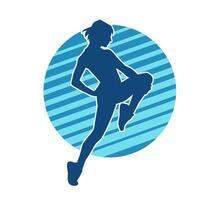 Silhouette of slim female doing exercise. Silhouette of a sporty woman doing gym workout pose. vector