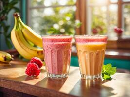 AI generated Strawberry and banana smoothie photo