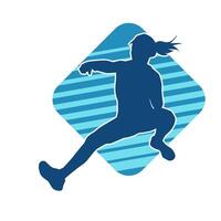 Silhouette of slim female doing exercise. Silhouette of a sporty woman doing gym workout pose. vector