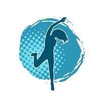 Silhouette of a casual female in a dancing pose. Silhouette of a dancer woman in action pose. vector