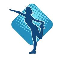 Silhouette of slim female doing exercise. Silhouette of a sporty woman doing gym workout pose. vector