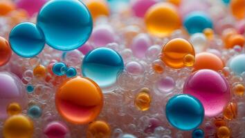 AI generated Soap colored foam bubble closeup photo