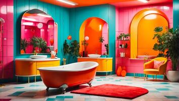 AI generated Beautiful bathroom bright stylish photo