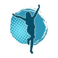 Silhouette of a casual female in a dancing pose. Silhouette of a dancer woman in action pose. vector