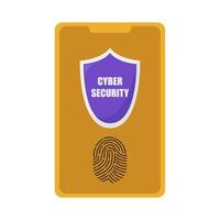 cyber security with finger print in mobile phone illustration vector