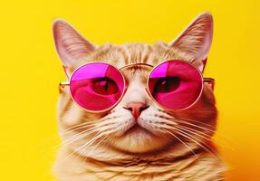 AI generated Fashion cat wearing sunglasses. Generative AI photo