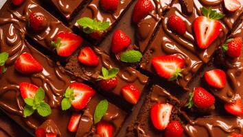 delicioso chocolate pastel con fresas foto