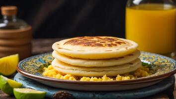 AI generated Delicious arepas in the kitchen photo