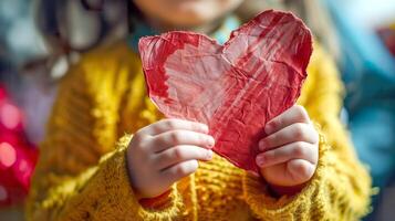 AI generated Heartwarming Valentine's Card Crafted by Child's Hands photo