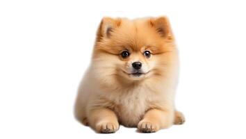 AI generated Pomeranian spitz dog is isolated on a white background photo