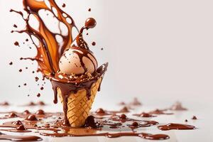 AI generated Ice cream with chocolate photo