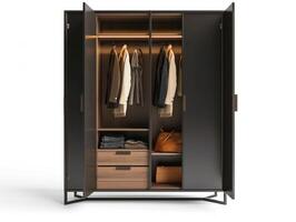 AI generated Wardrobe with clothes isolated on a white background photo