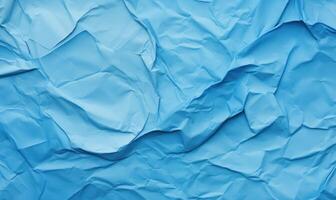 AI generated Blue crumpled paper background. Texture of crumpled paper. photo