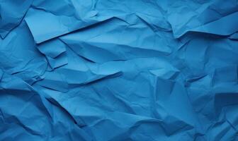 AI generated Blue crumpled paper background. Texture of crumpled paper. photo