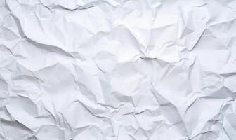 AI generated White crumpled paper texture background. Paper sheet for design. photo