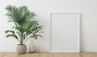 AI generated Blank picture frame hanging on the wall. Mock up photo