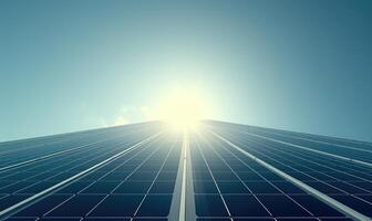AI generated Solar panels installed on the roof of a residential building in the city. photo
