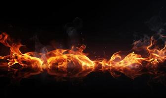 AI generated Abstract fire flames isolated on black background photo