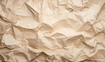 AI generated Crumpled paper background. Craft crumpled paper texture. photo