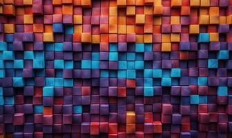 AI generated Colorful brick wall background, selective focus, vintage color tone. photo