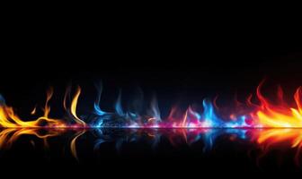 AI generated Abstract fire flames isolated on black background photo